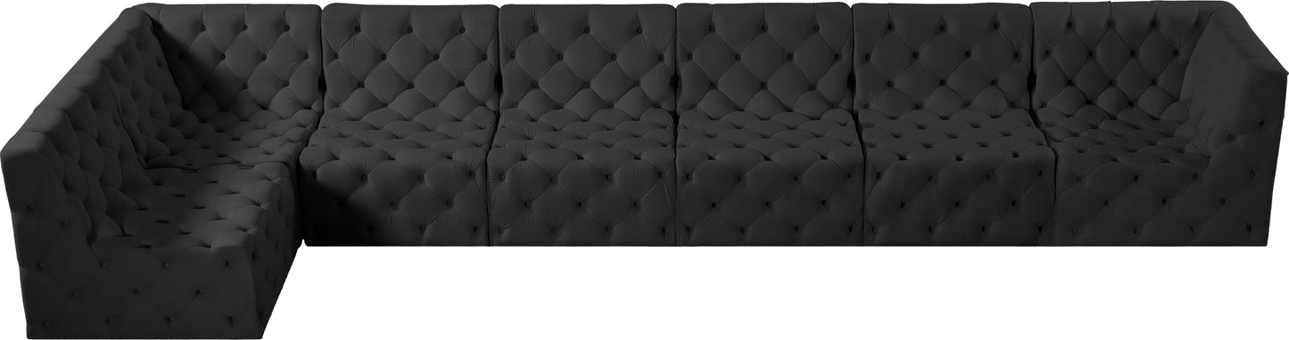 luna black velvet modular sectional sec7b