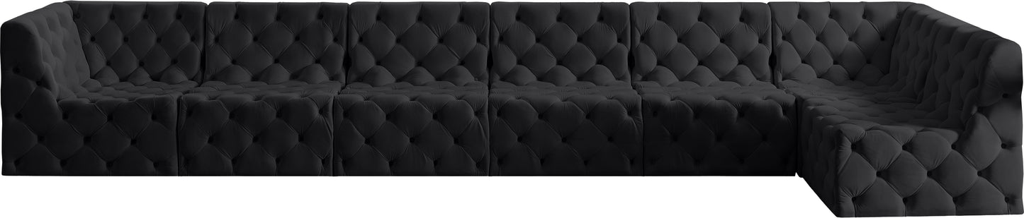 luna black velvet modular sectional sec7b