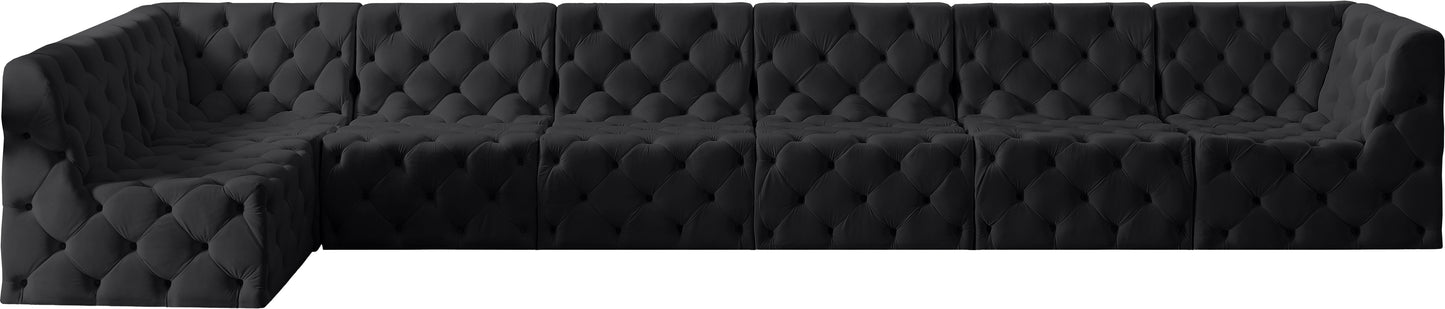 luna black velvet modular sectional sec7b