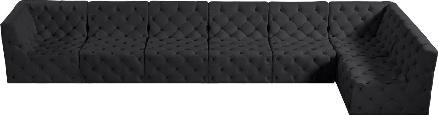 luna black velvet modular sectional sec7b