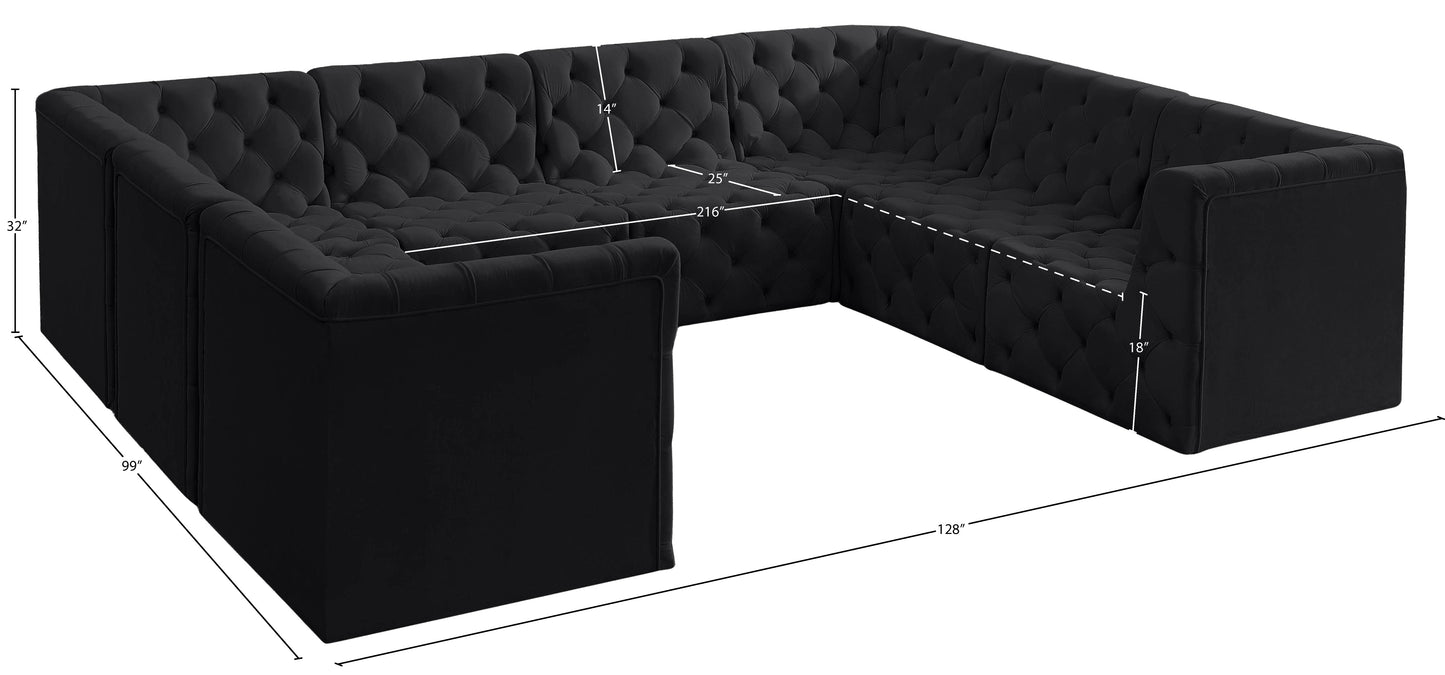 luna black velvet modular sectional sec8a