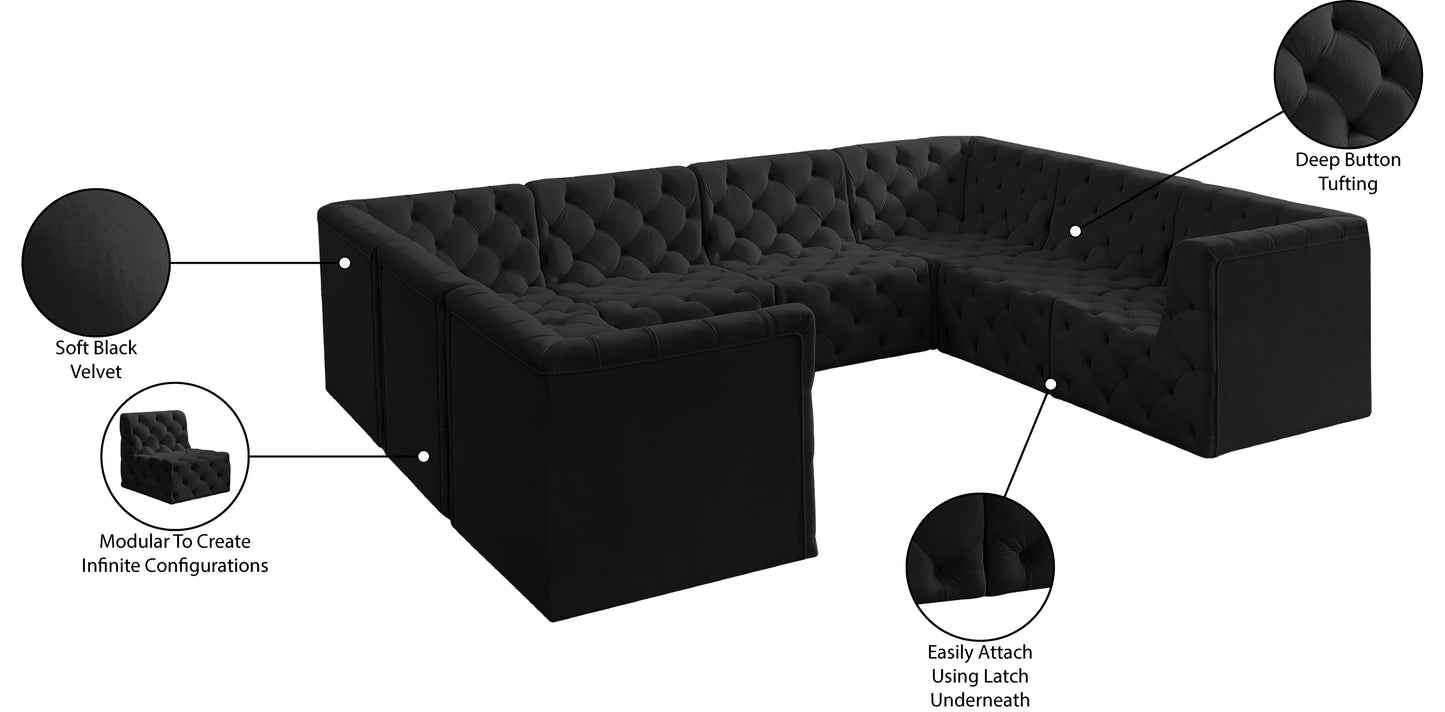 luna black velvet modular sectional sec8a