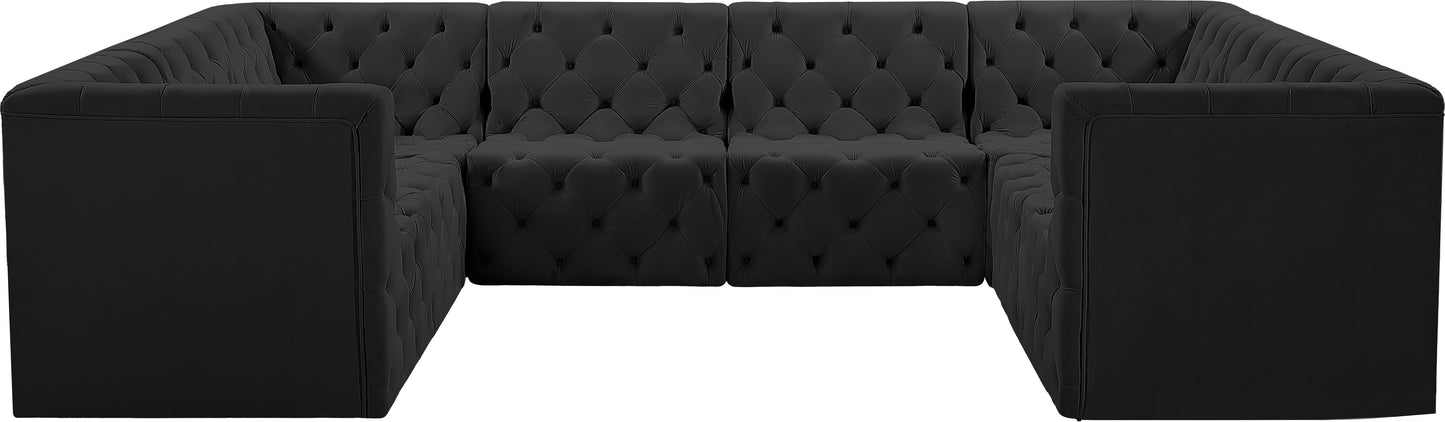 luna black velvet modular sectional sec8a