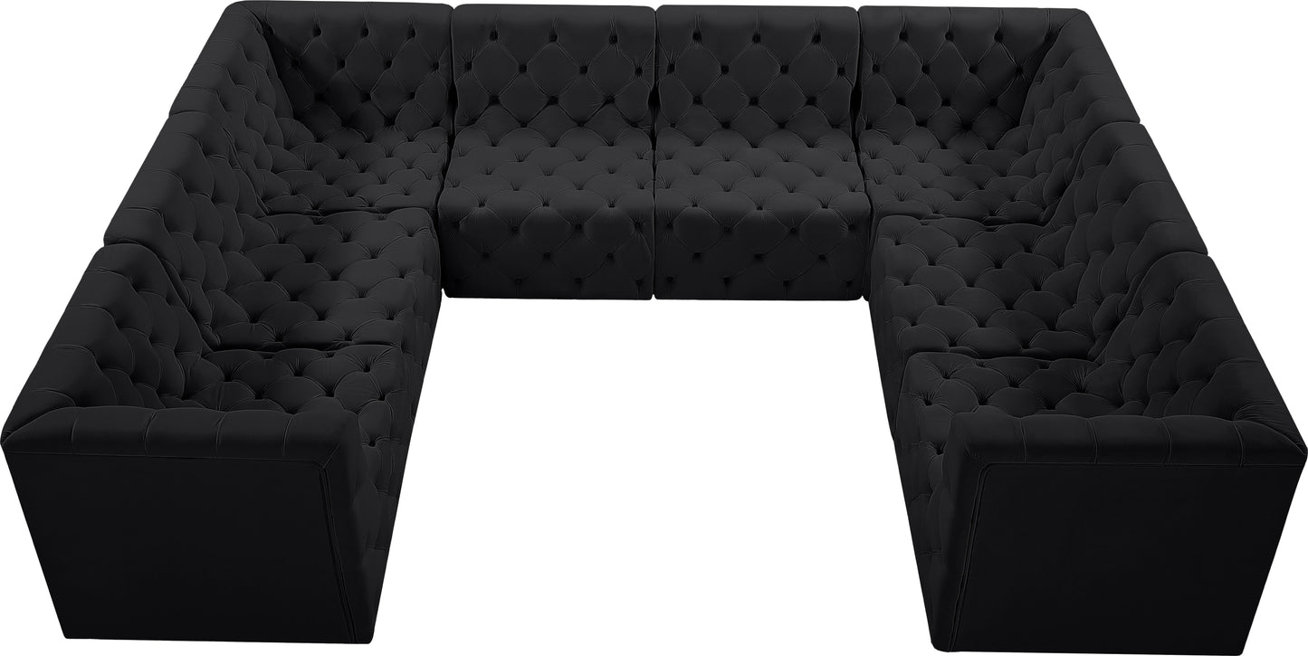 luna black velvet modular sectional sec8a