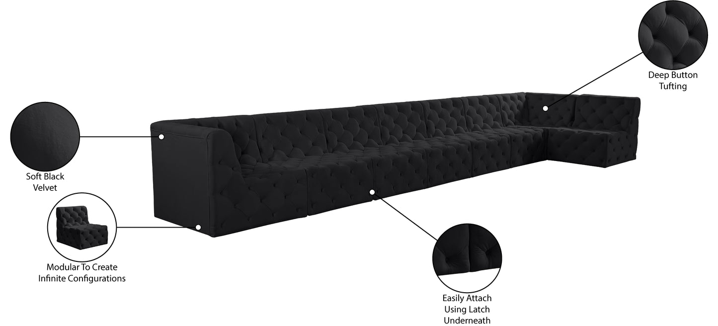 luna black velvet modular sectional sec8c