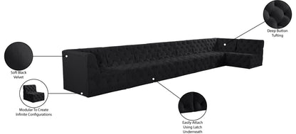 Luna Black Velvet Modular Sectional Sec8C