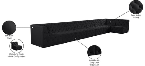 Luna Black Velvet Modular Sectional Sec8C