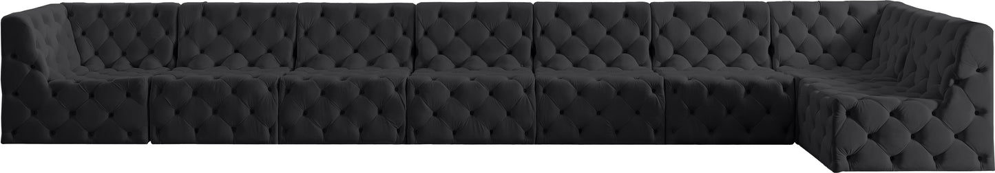 luna black velvet modular sectional sec8c