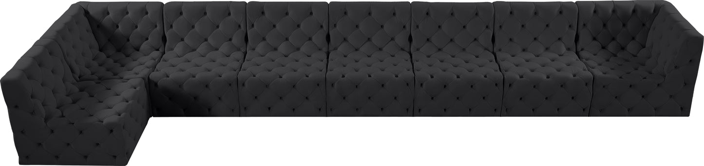 luna black velvet modular sectional sec8c