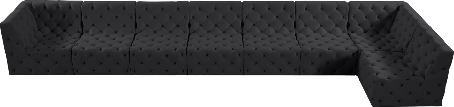 luna black velvet modular sectional sec8c