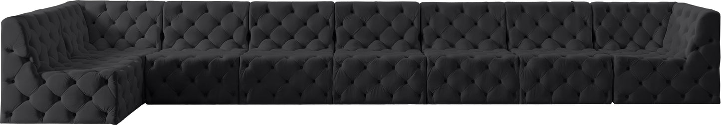 luna black velvet modular sectional sec8c