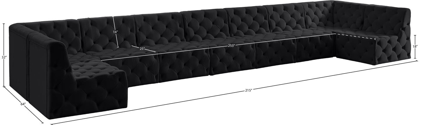 luna black velvet modular sectional sec9a