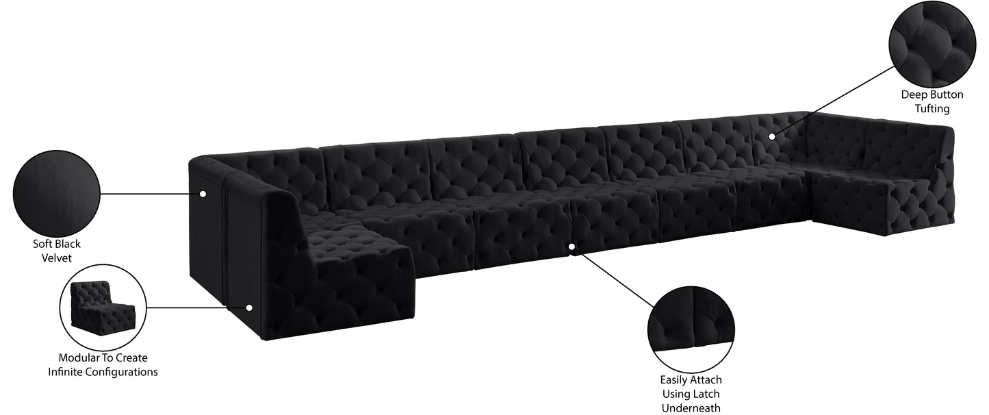 luna black velvet modular sectional sec9a