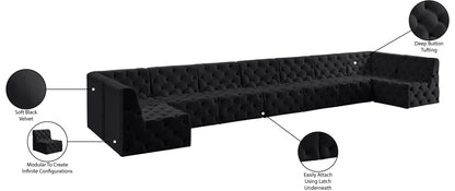 Luna Black Velvet Modular Sectional Sec9A