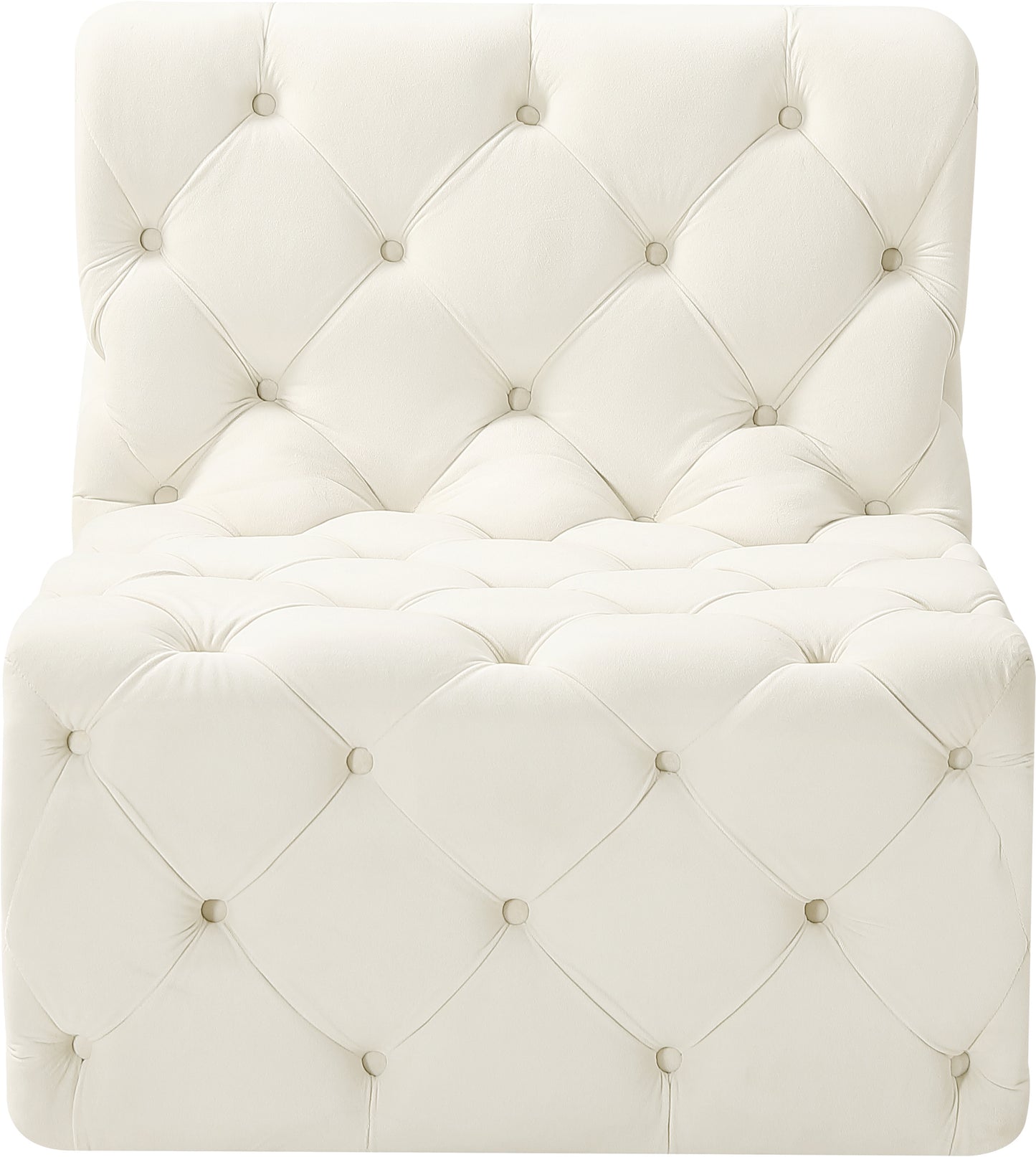 luna cream velvet armless chair armless