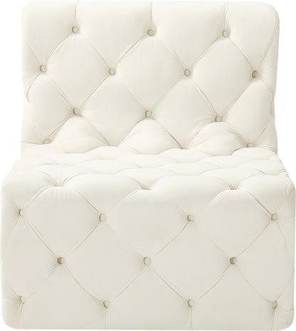 Luna Cream Velvet Armless Chair Armless