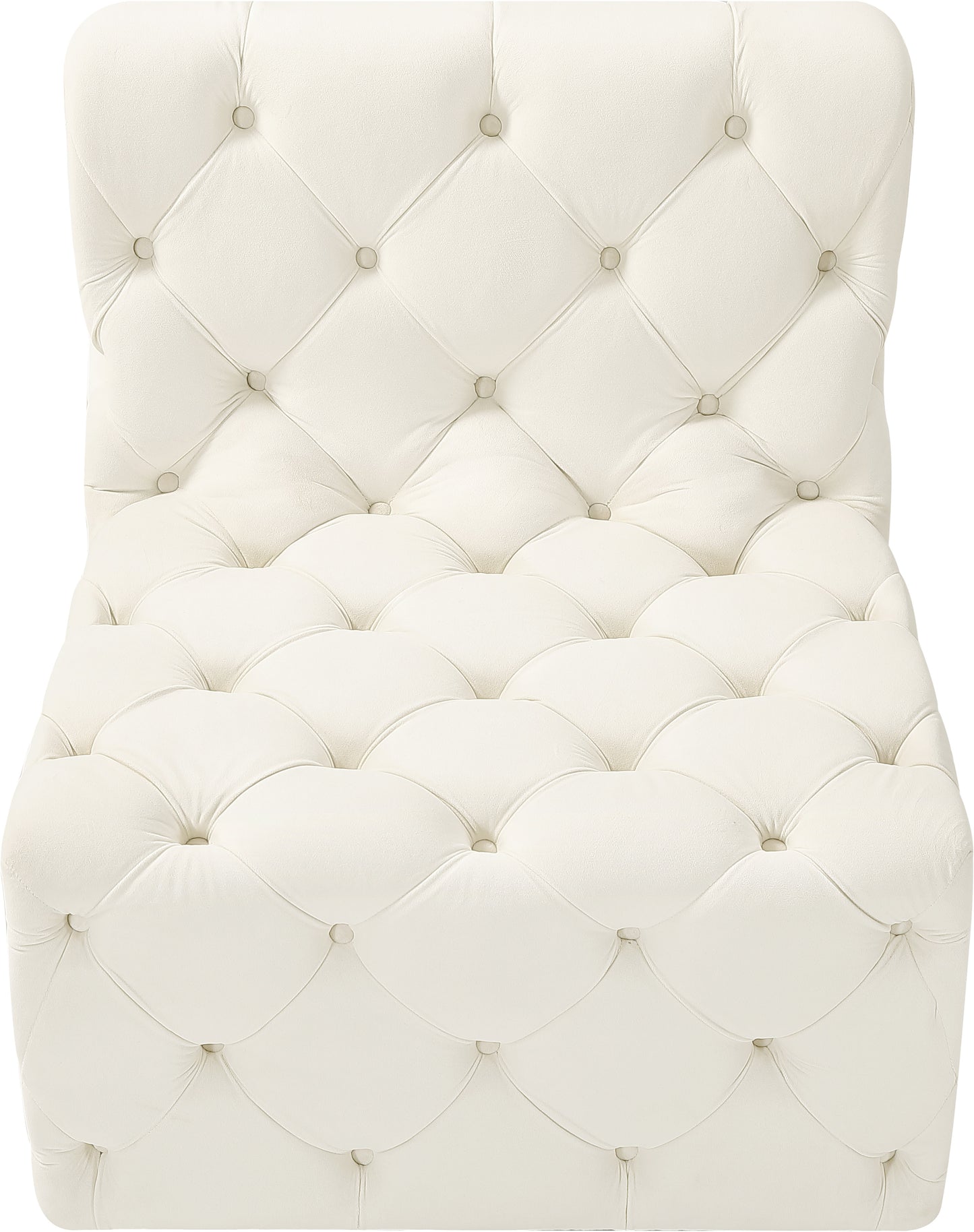 luna cream velvet armless chair armless