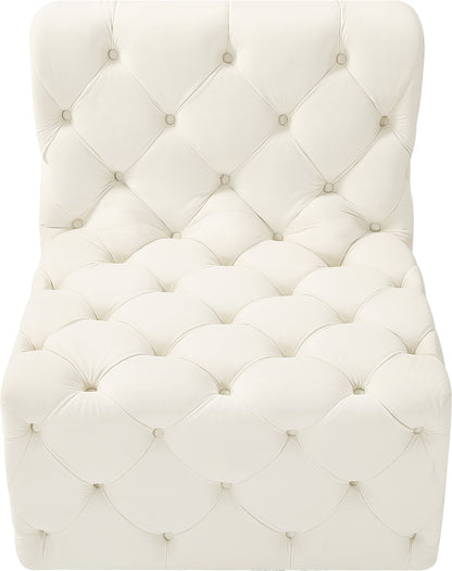 Luna Cream Velvet Armless Chair Armless