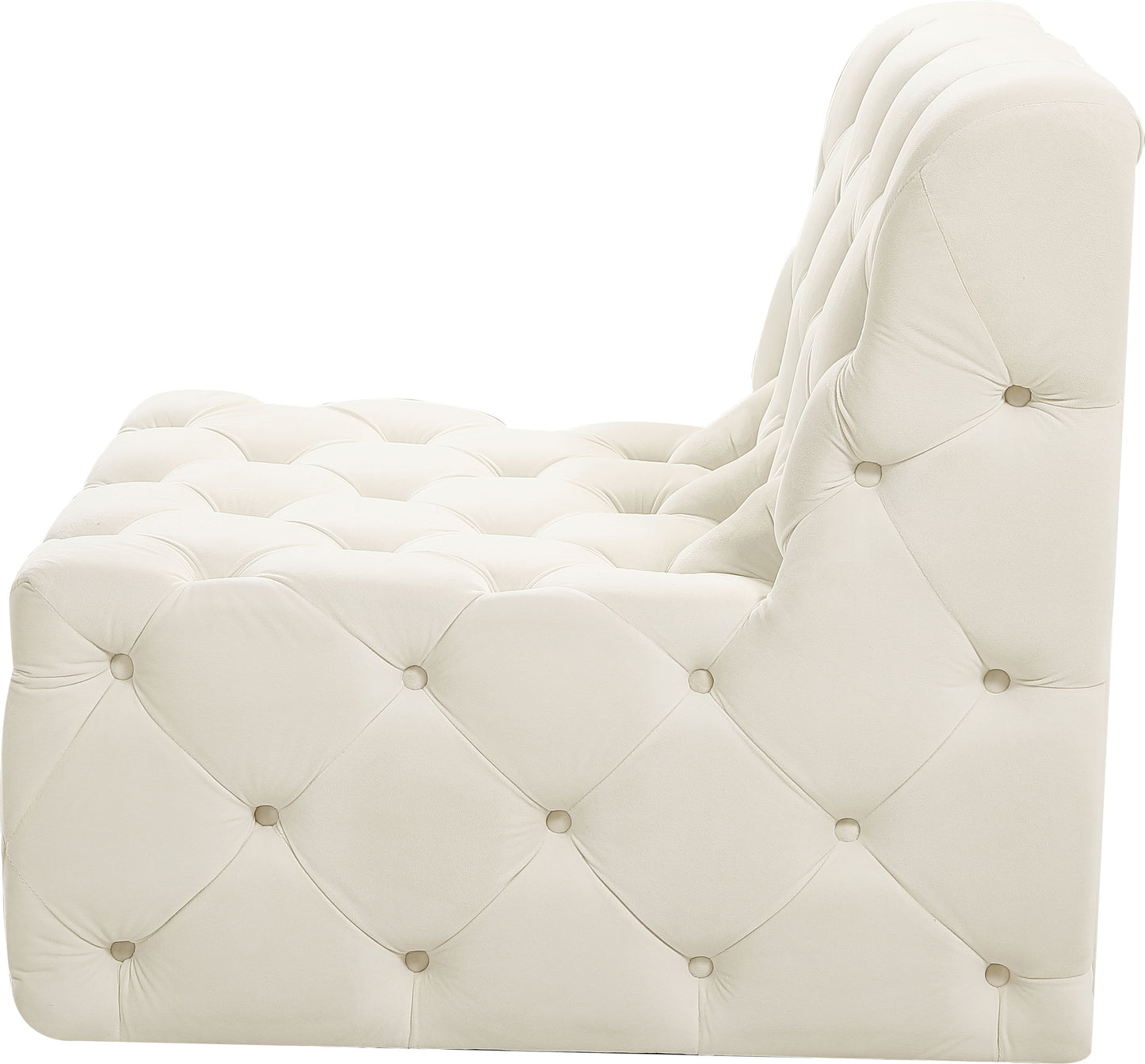 luna cream velvet armless chair armless