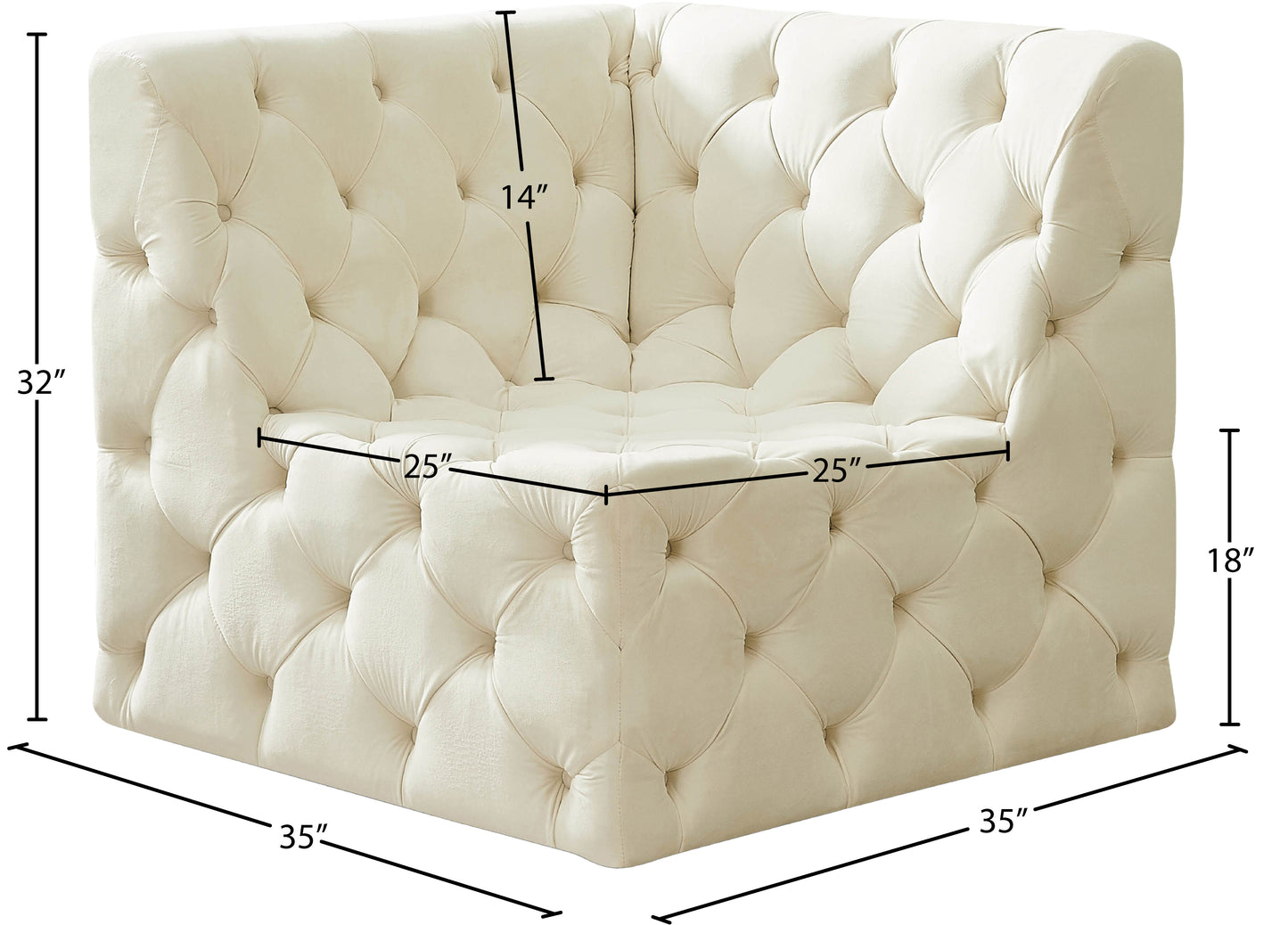 luna cream velvet corner chair corner