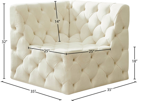 Luna Cream Velvet Corner Chair Corner