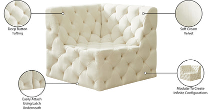 Luna Cream Velvet Corner Chair Corner