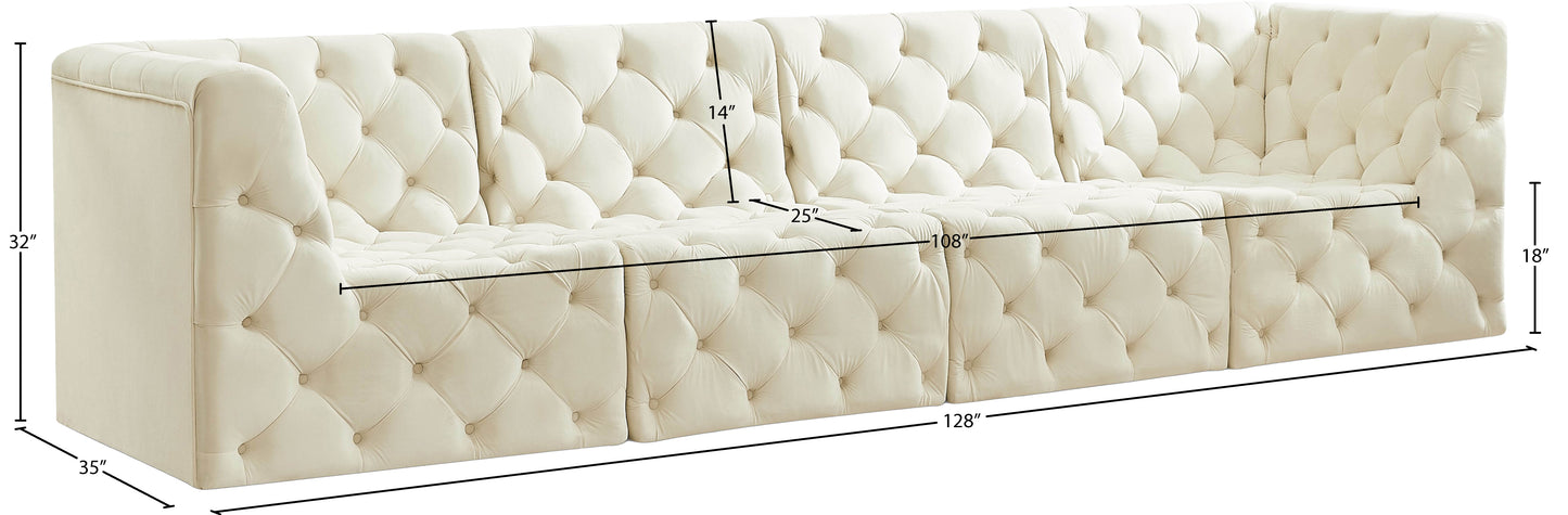 luna cream velvet modular sofa s128