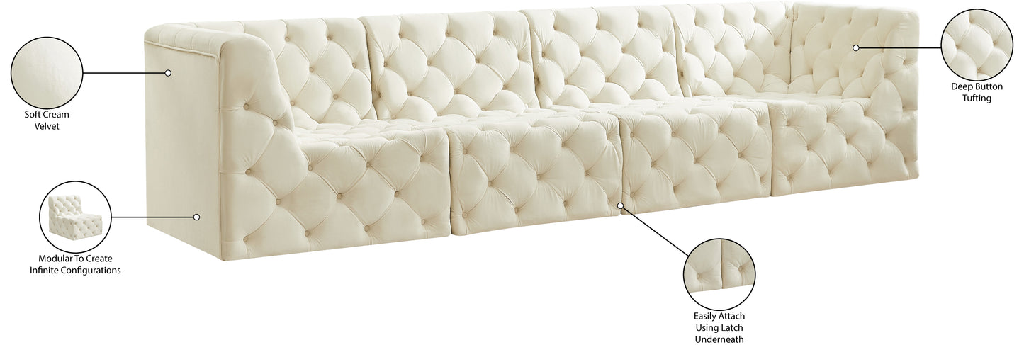 luna cream velvet modular sofa s128