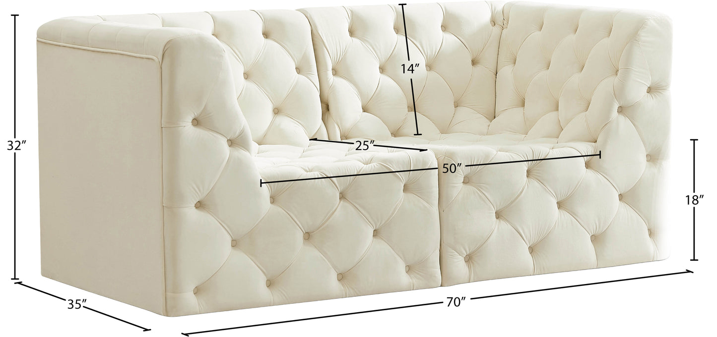 luna cream velvet modular sofa s70