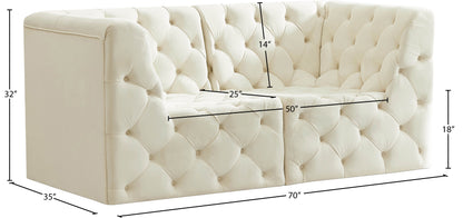 Luna Cream Velvet Modular Sofa S70