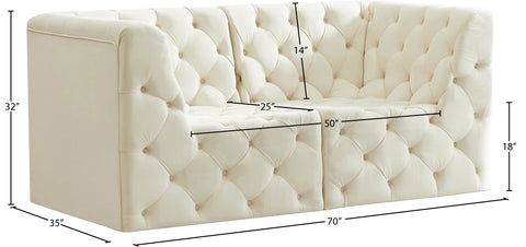 Luna Cream Velvet Modular Sofa S70