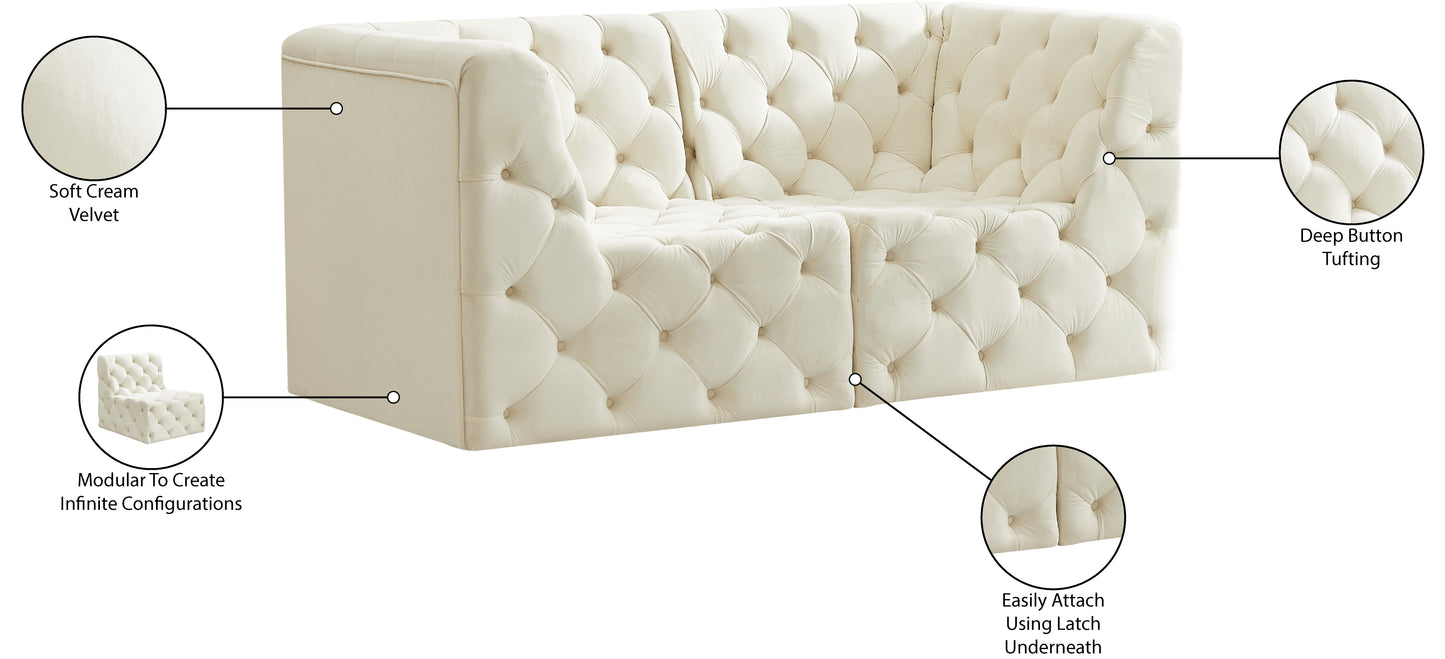 luna cream velvet modular sofa s70