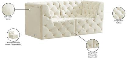 Luna Cream Velvet Modular Sofa S70