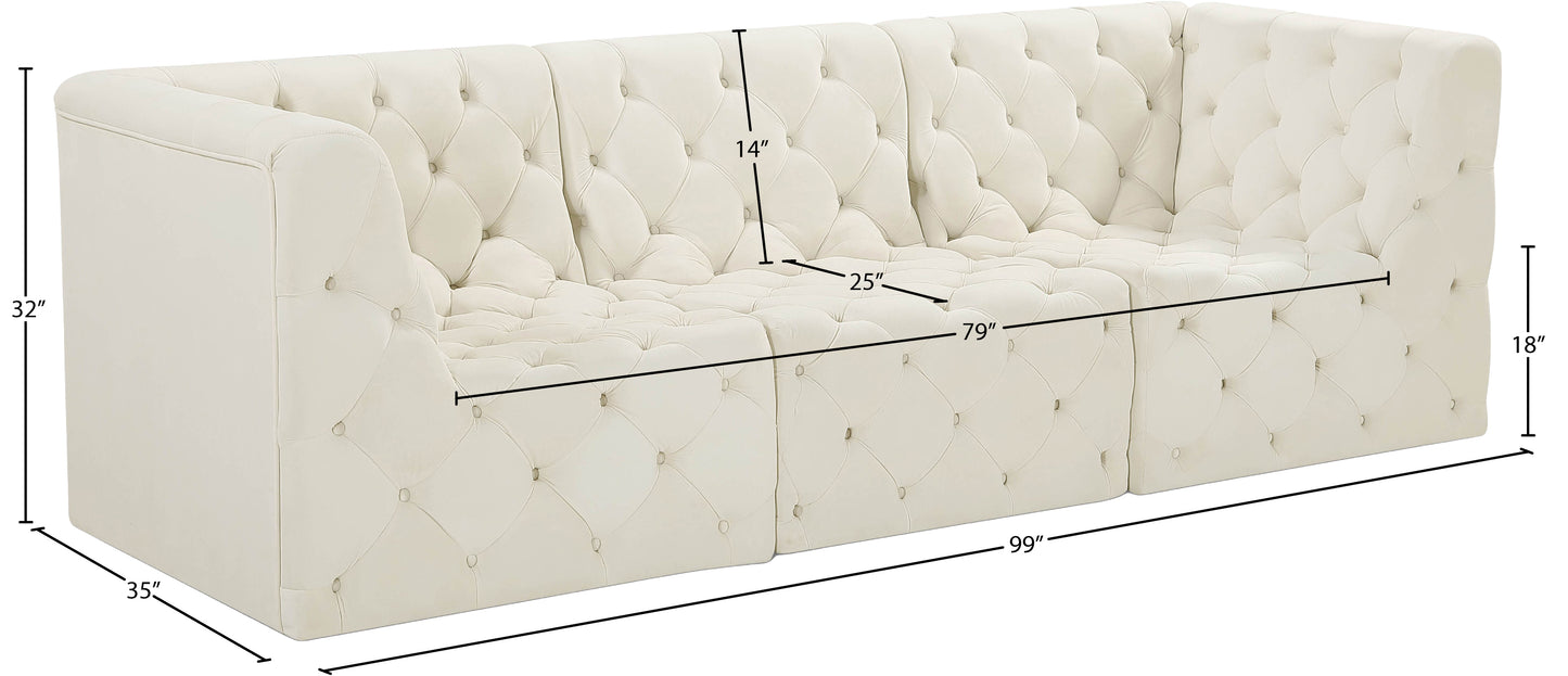 luna cream velvet modular sofa s99