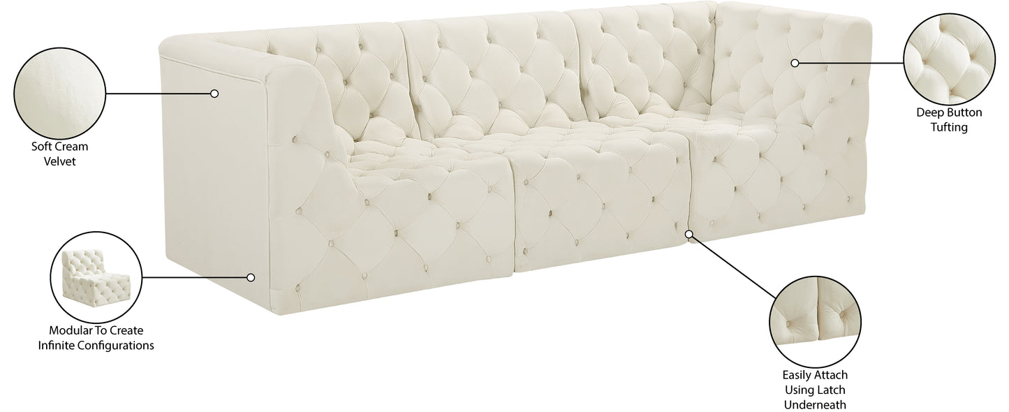 luna cream velvet modular sofa s99