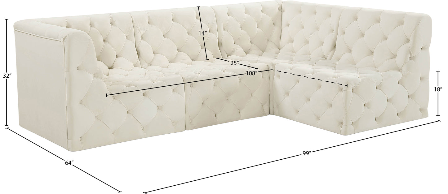 luna cream velvet modular sectional sec4a