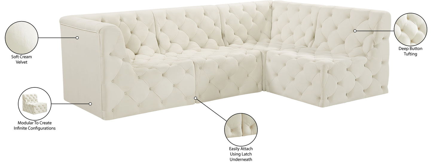 luna cream velvet modular sectional sec4a