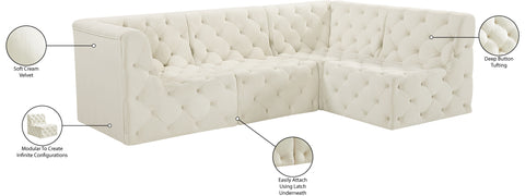 Luna Cream Velvet Modular Sectional Sec4A