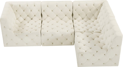 Luna Cream Velvet Modular Sectional Sec4A