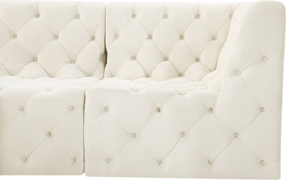 Luna Cream Velvet Modular Sectional Sec4A