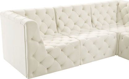 Luna Cream Velvet Modular Sectional Sec4A