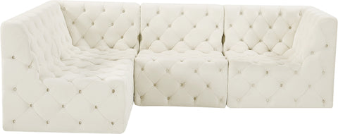 Luna Cream Velvet Modular Sectional Sec4A