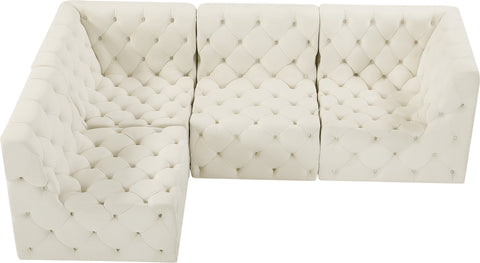 Luna Cream Velvet Modular Sectional Sec4A