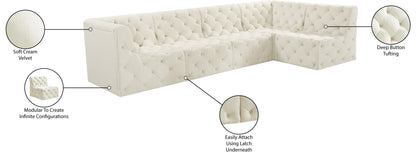 Luna Cream Velvet Modular Sectional Sec5A