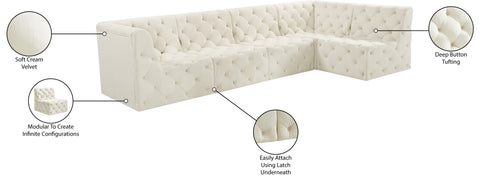 Luna Cream Velvet Modular Sectional Sec5A