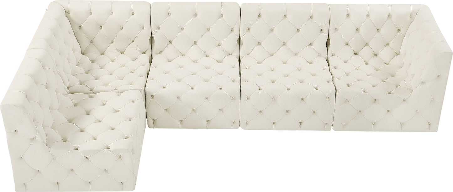 luna cream velvet modular sectional sec5a