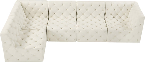 Luna Cream Velvet Modular Sectional Sec5A