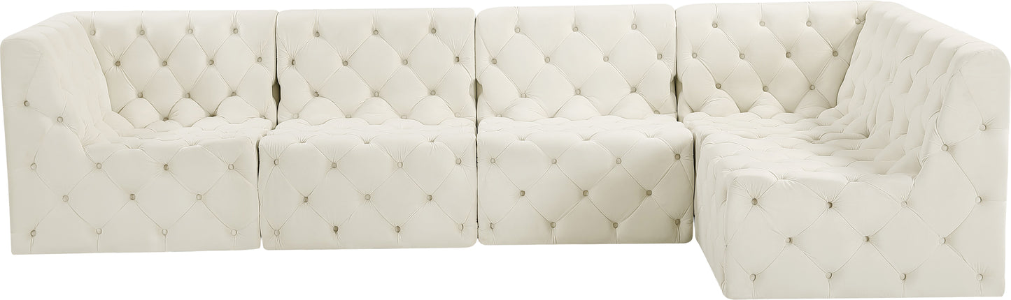 luna cream velvet modular sectional sec5a