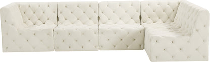 Luna Cream Velvet Modular Sectional Sec5A