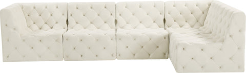Luna Cream Velvet Modular Sectional Sec5A